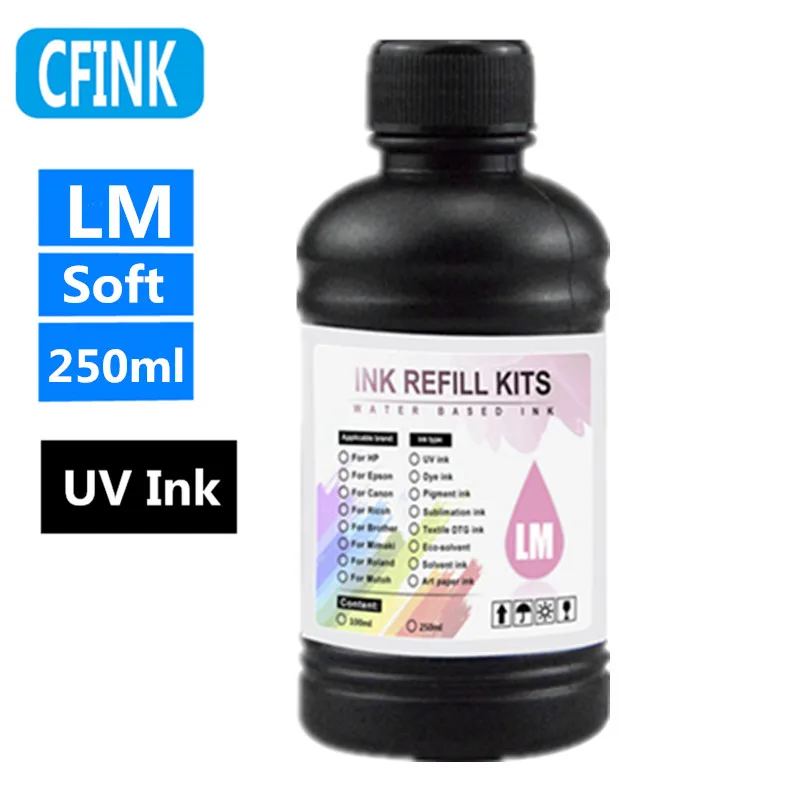 Soft LED UV Ink for Epson 1390 1400 1410 DX4 DX5 DX6 DX7 Printhead for Roland Mimaki for Flatbed Inkjet Printer Soft UV Ink