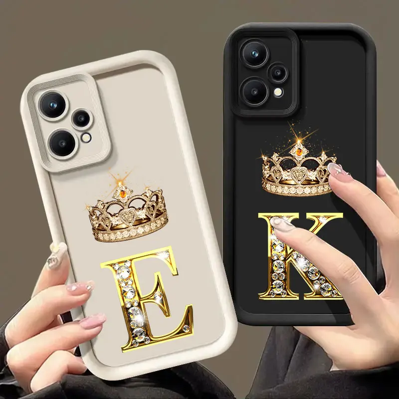 تاج رسالة E K M L J جراب هاتف ل Realme 8 9 11 14 12 13 Pro Plus C31 C35 C21Y C53 C55 C63 C65 C67 C71 C75 GT 3 6 NEO5 غطاء