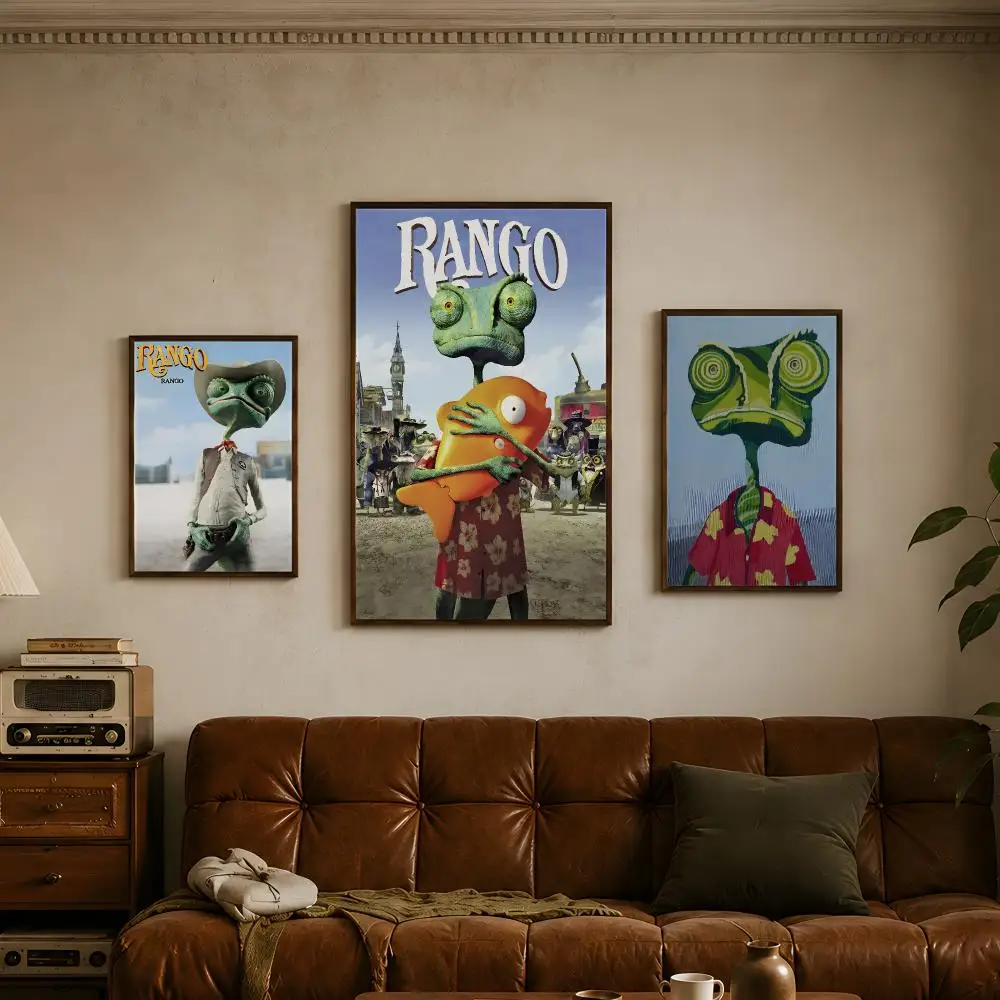 Movie Rango Poster Vintage Self Adhesive PP Wall Decor Art Waterproof Home Bar Bedroom Decoration Gift