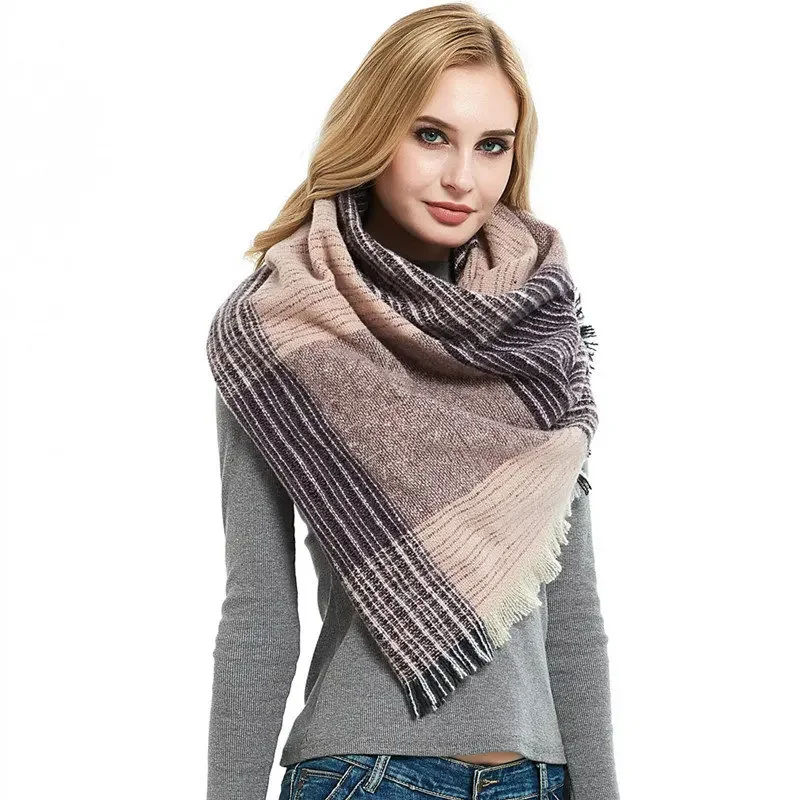 Design Brand Women Scarf Fashion Plaid Winter Cashmere Scarves Lady Pashmina Shawl Wraps Neck Warm Bandana Foulard