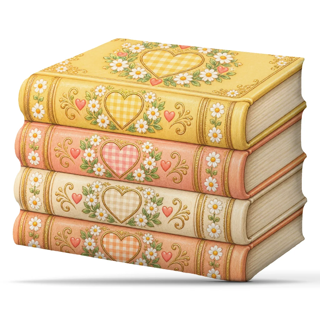 Book Lover Stack of Books Plush Pillow Romance Reader Cushion Cottagecore Heart Floral Throw Pillow Sofa Home Decor Gift