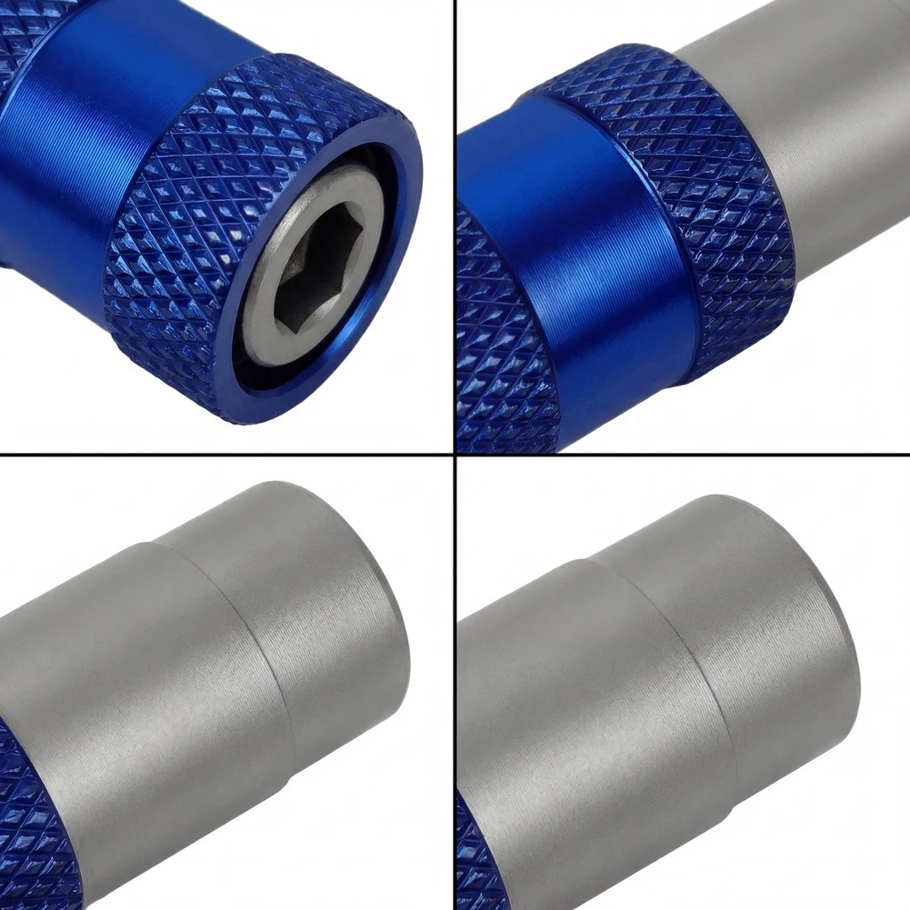 6.35mm Hex Shank Drill Bit Adapter for Screwdriver Compatibility with Robust Carbon Steel Construction and Blue Finish