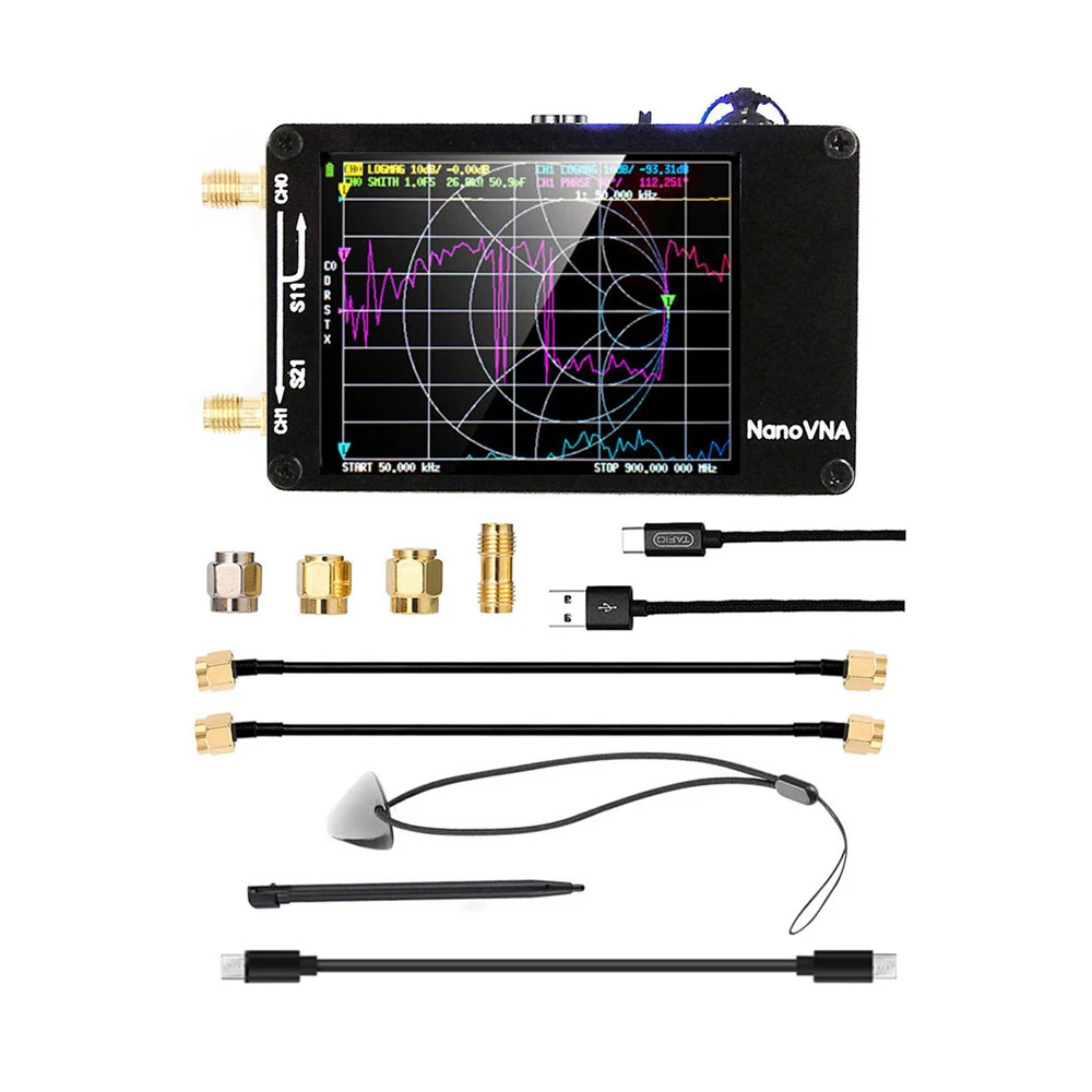 

NanoVNA-H PCB Vector Network Antenna Analyzer 50kHz to 1.5GHz MF HF VHF UHF with MicroSD Slot Network Analysis Tools