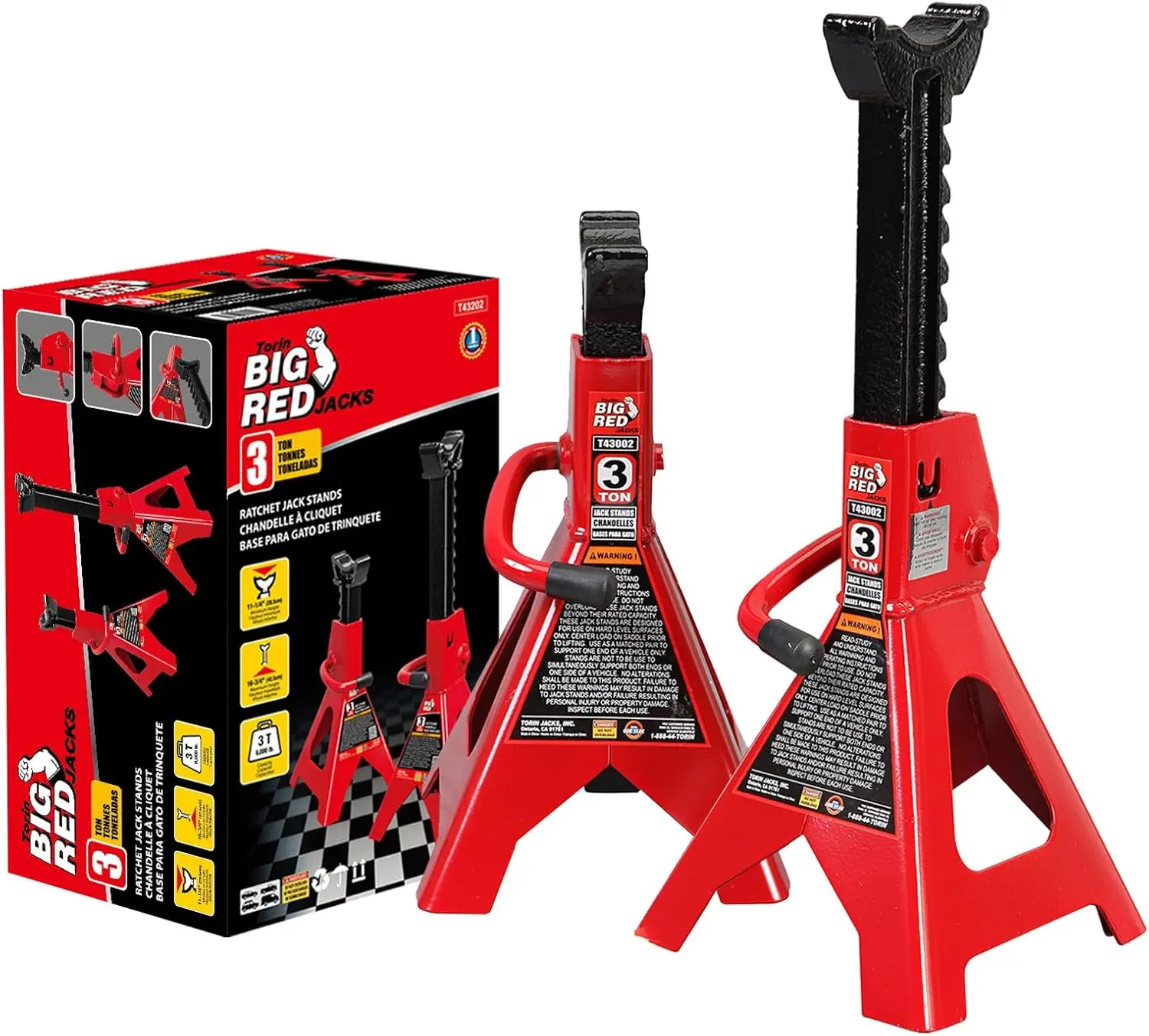 

3 Ton (6,600 LBs) Jack Stands, with Adjustable Lock Car Jack Stand, Fit for Vehicle, Red, 2 Pack