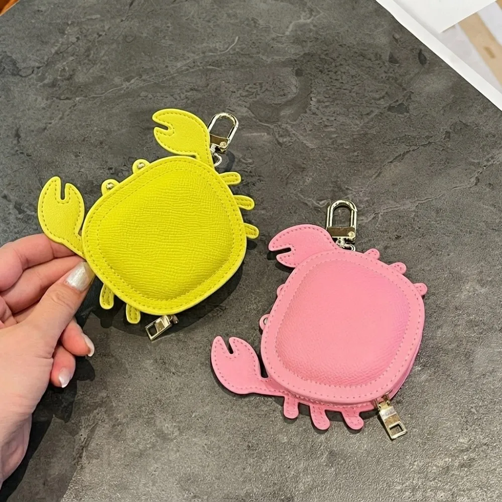 Microfiber Leather Crab Coin Purse Zipper Closure Cartoon Mini Wallet Pouch Compact Design Bag Charm Pendant