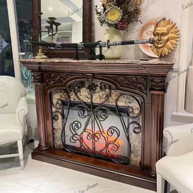 LD American-style Tv Living Room Cabinets European Simulation Carbon Fire Heating Fireplace Luxury Decorative Furniture
