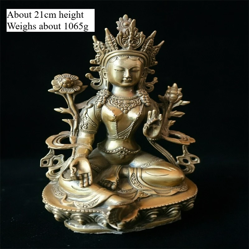 Exquisite Brass Tibetan Tantric Four-Faced Longevity Buddha Statue Living Room Desktop Feng Shui Ornament Collectible Craft Gift
