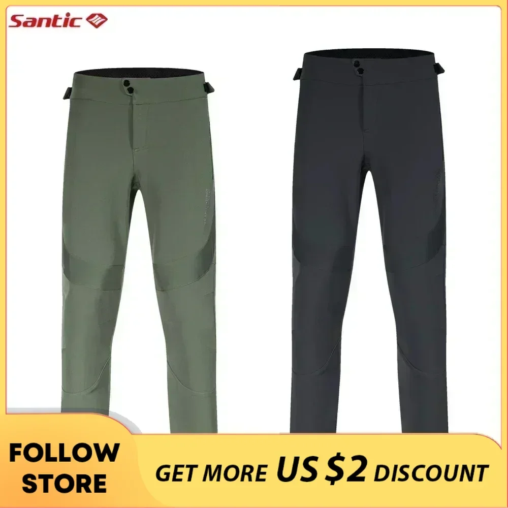 Santic Men\'s Cycling Pants Autumn Winter Outdoor Biking Trousers Windproof Thermal Fleece Casual Sports Long Pants Asian Size