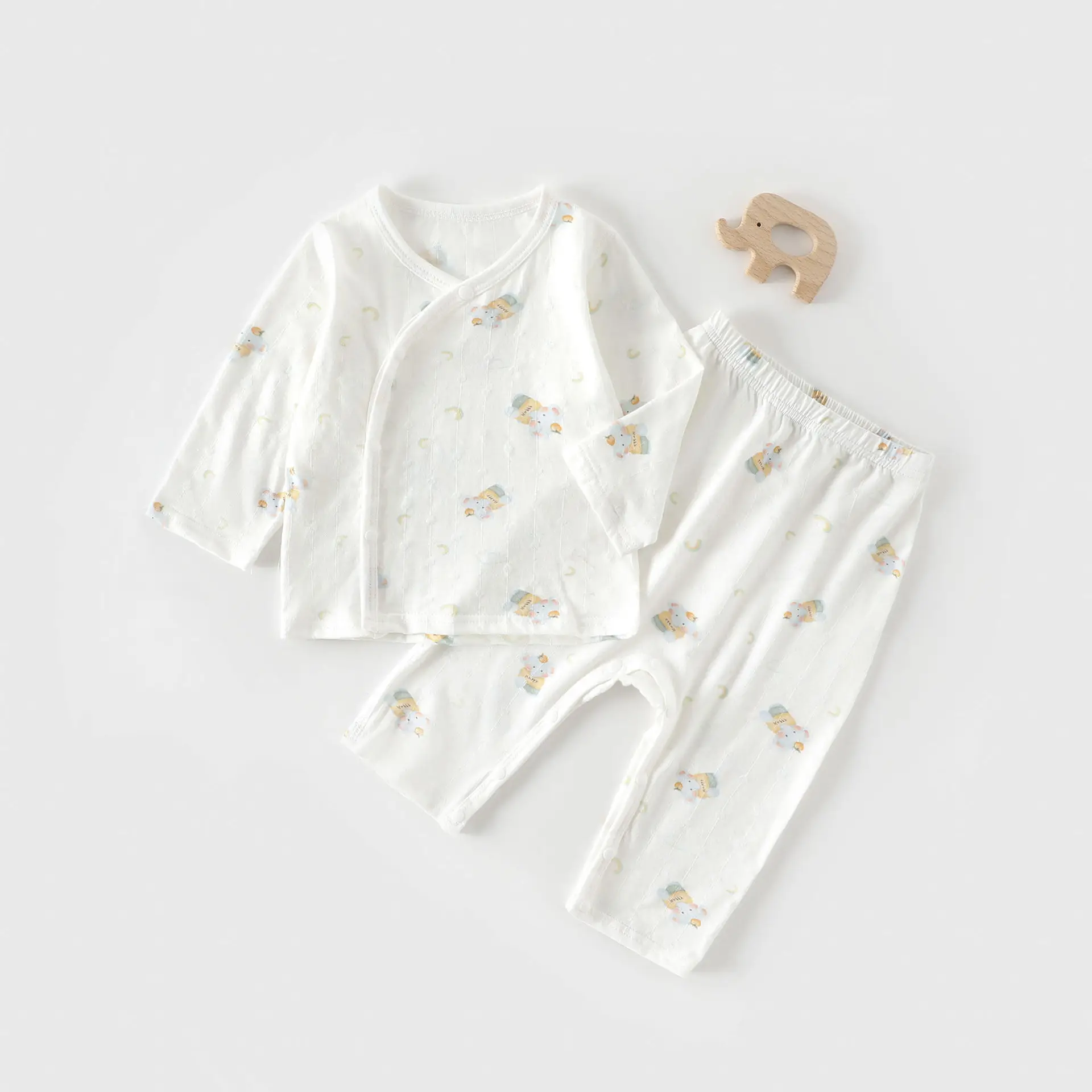 2026 Summer New Baby Long Sleeve Long Pants 2-piece Set 0-2 Months Newborn Home Clothes Mosquito Prevention Set