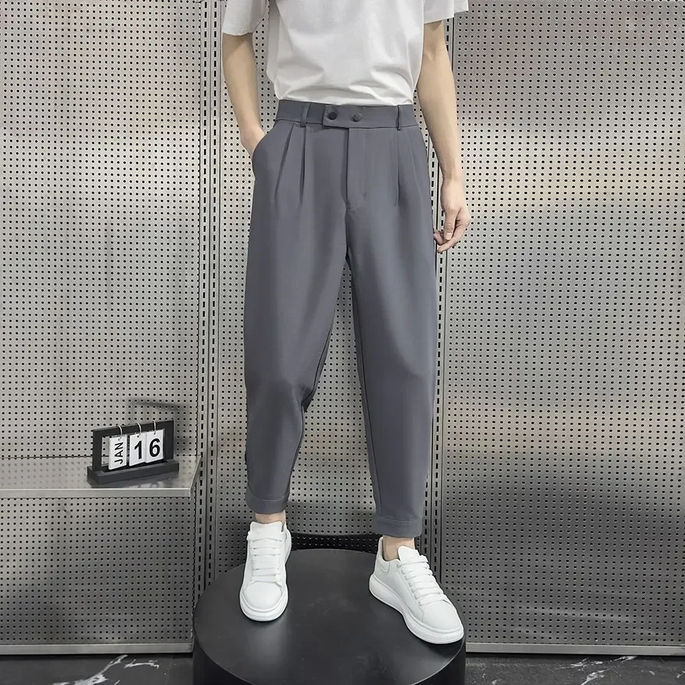 Baggy Trousers for Men Elastic Khaki Man Suits Pants Stretch Spring Clothes Slacks High Quality Fashion Tailoring Summer 2025 Up