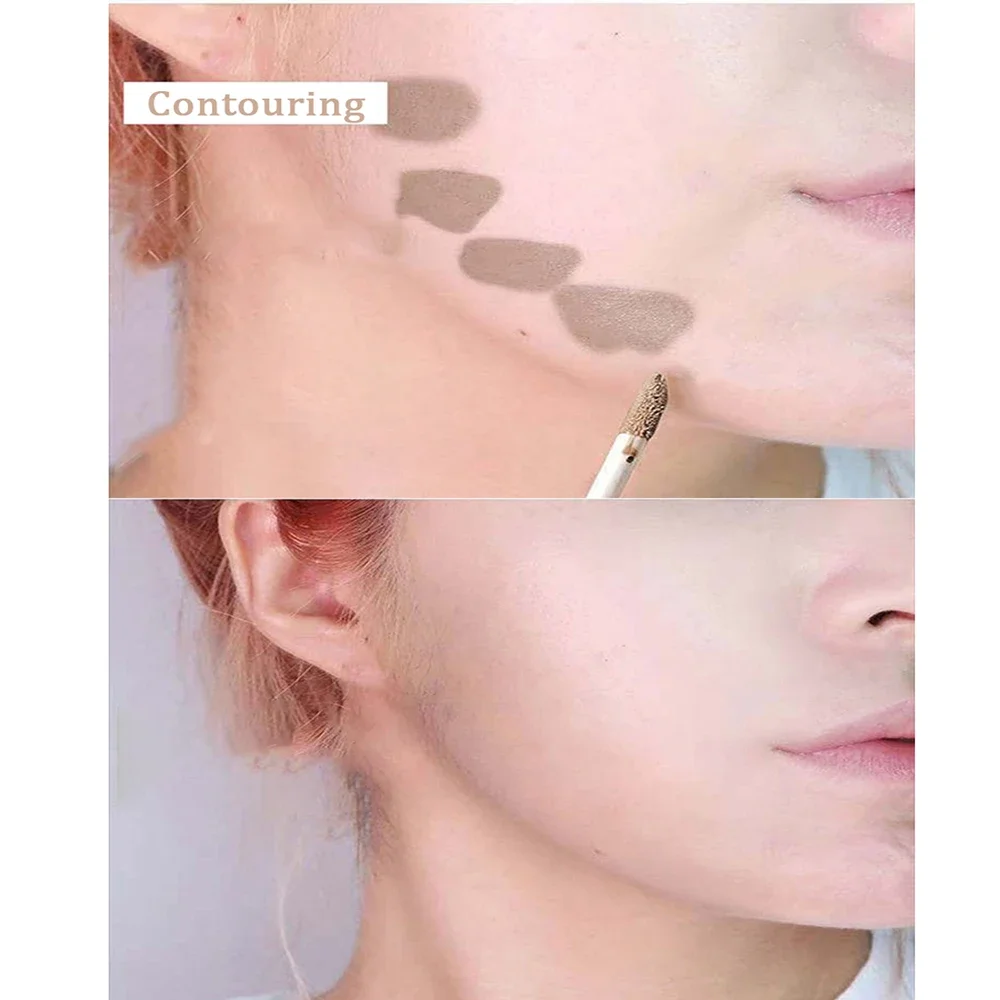 Resaltador con purpurina, sombra de ojos líquida con purpurina, ilumina el contorno, sombra lateral mate para la nariz, maquillaje de lápiz de gusano de seda Natural