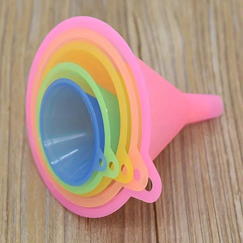 5pcs, Multifunctional Colorful Plastic Oil Funnel Set - 5 Sizes for Milk, Juice, Honey, and Sauce - Kitchen Tools and Gadgets
