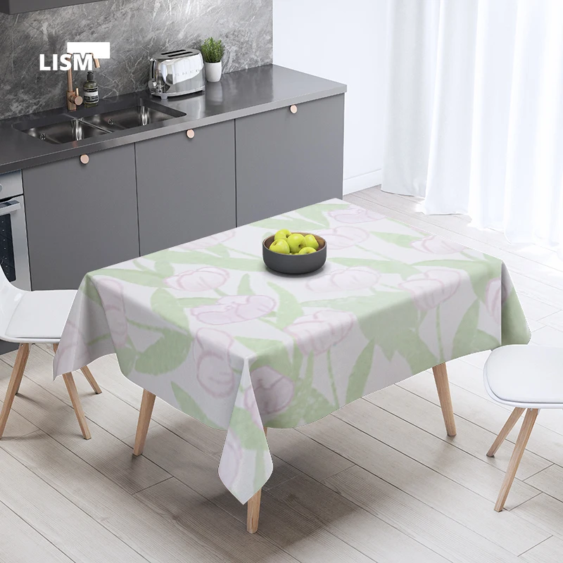 Tulip Tablecloth Beautiful Flowers Waterproof Living Room Kitchen Rectangular Coffee Table Set Cute Girls Dormitory Decoration