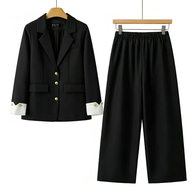 New Fashion 2 Piece Set Turn Down Collar Blazers Long Sleeve Slim Fit Pants Women Suits Office Lady Wear Pants Sets for Women