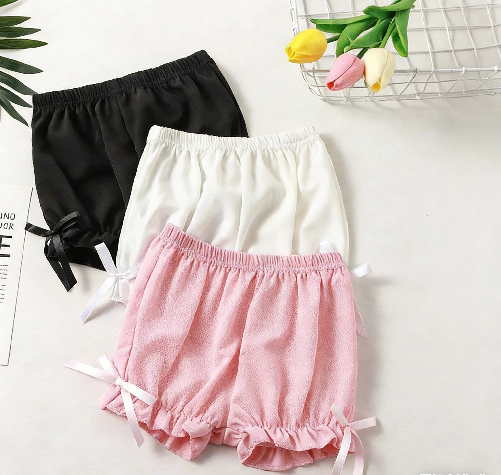 Summer girls' Anti Exposure  safety pants Silk chiffon cool and breathable base pants  children's loose outer shorts bloomers