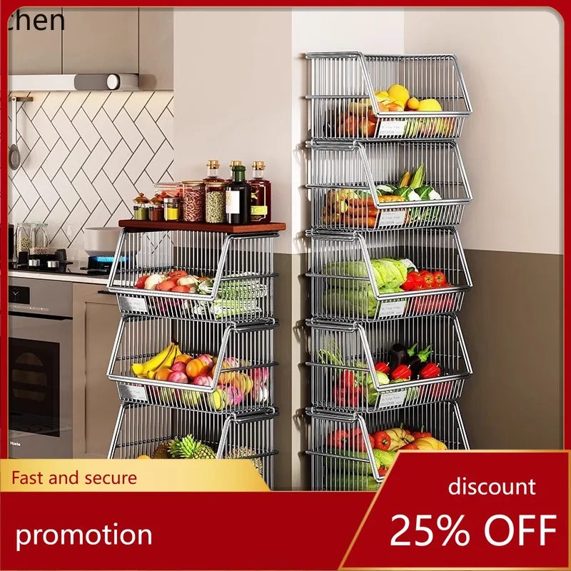 

YFY kitchen tiered storage rack - floor standing multi-layer fruit and vegetable organizer basket - household snack trolley