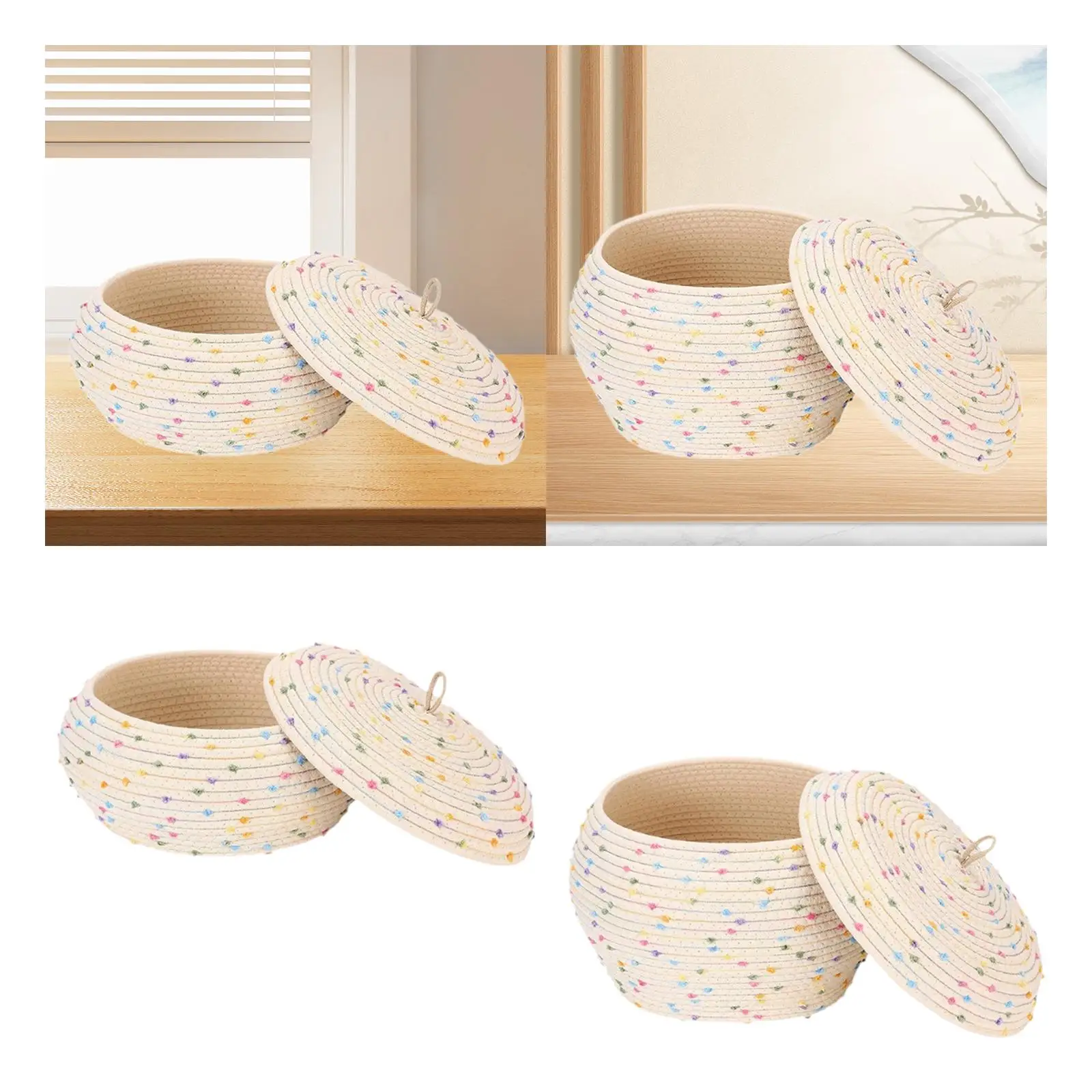 

Корзина для хранения с крышкой Настольная декоративная корзина Организация декоративной корзины Плетеная корзина Контейнер для закусок для полотенец