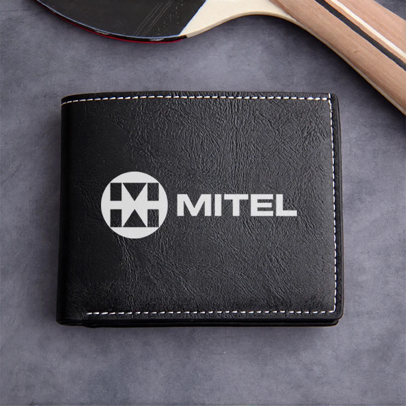 MITEL Logo Embossed PU Leather Wallet Minimalist Design Lightweight Durable Business Men's Compact Wallet Premium Finish