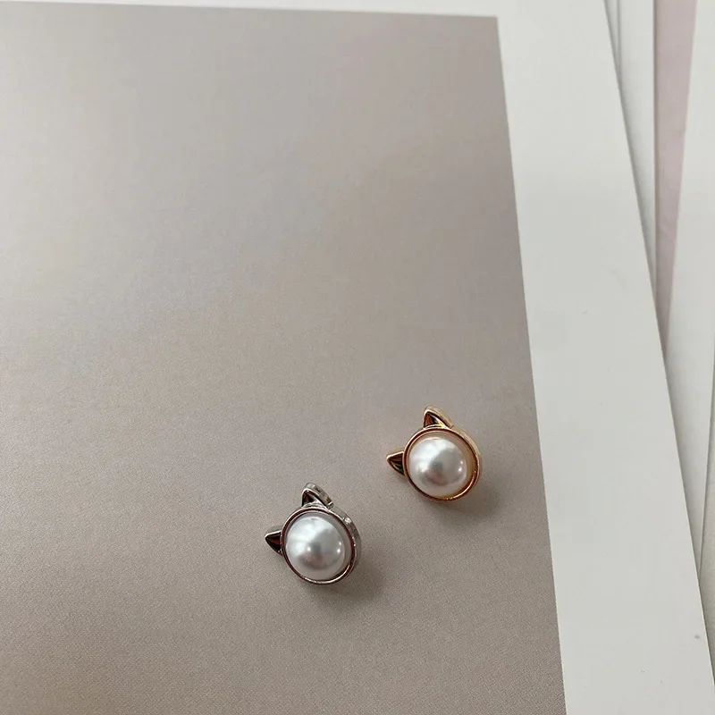 FCXDG 10pcs Cute Kitten Shape Pearl Metal Buttons Sewing Accessories Shirt Jumper Cardigan Cuffs Beautiful Decorative Buttons