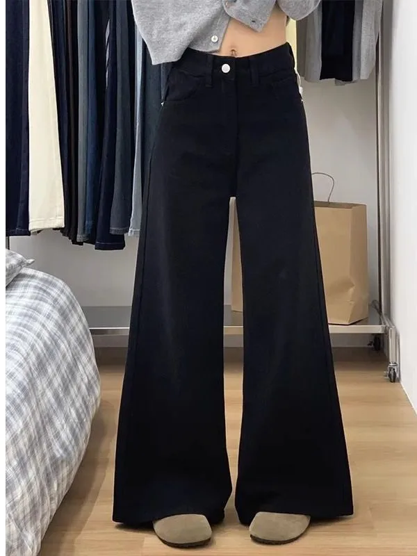 

Женские джинсы свободного кроя с широкими штанинами, с высокой талией, весна-лето, новые, удлиненные, облегающие, расклешенные, из денима, для повседневной носки