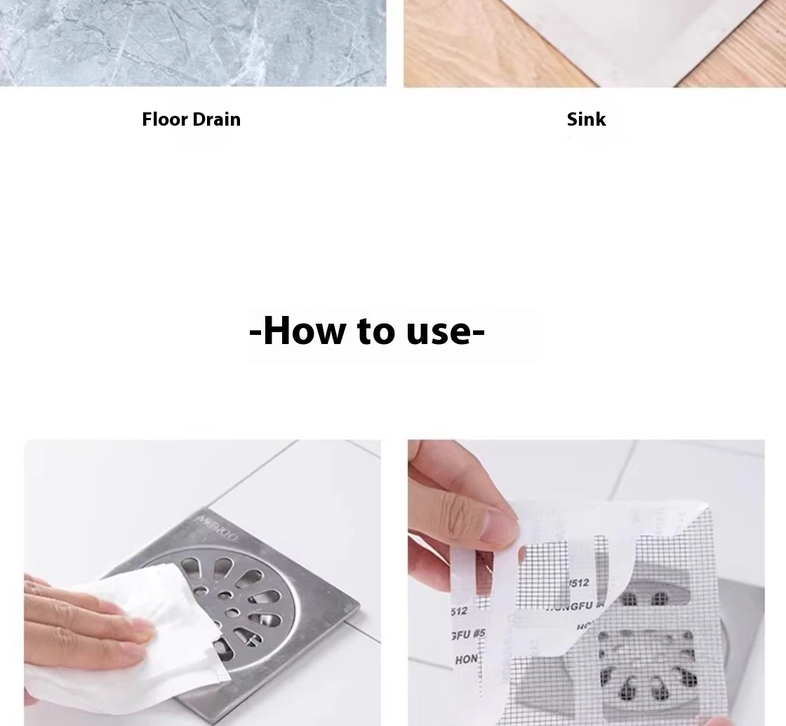 Einweg Haar Ablauf Catcher Mesh Anti-blocking Filter Boden Abläufe Aufkleber Dusche Abdeckung Küche Badezimmer Waschbecken Sieb Stopper – Detail 17