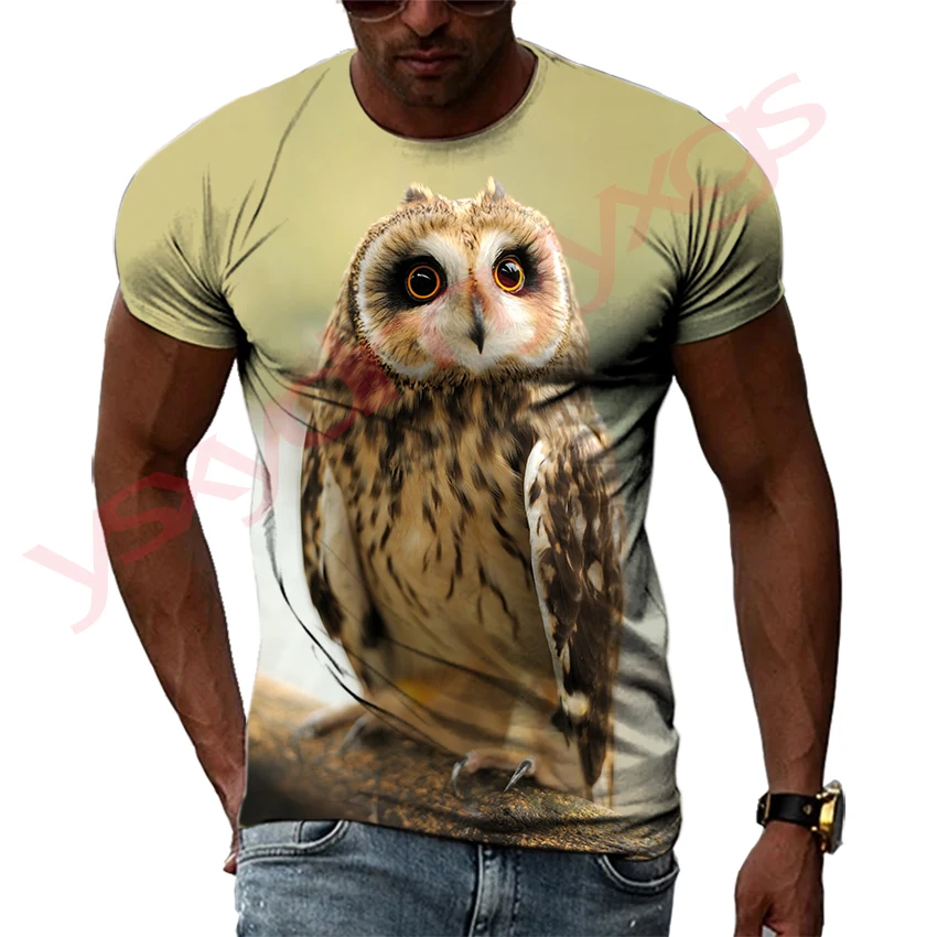 Young Eagle Low-altitude Overlord Leisure Owl Pattern Man T-shirts HD 3D Print Hip Hop Harajuku Round Neck Short Sleeve Tee Top