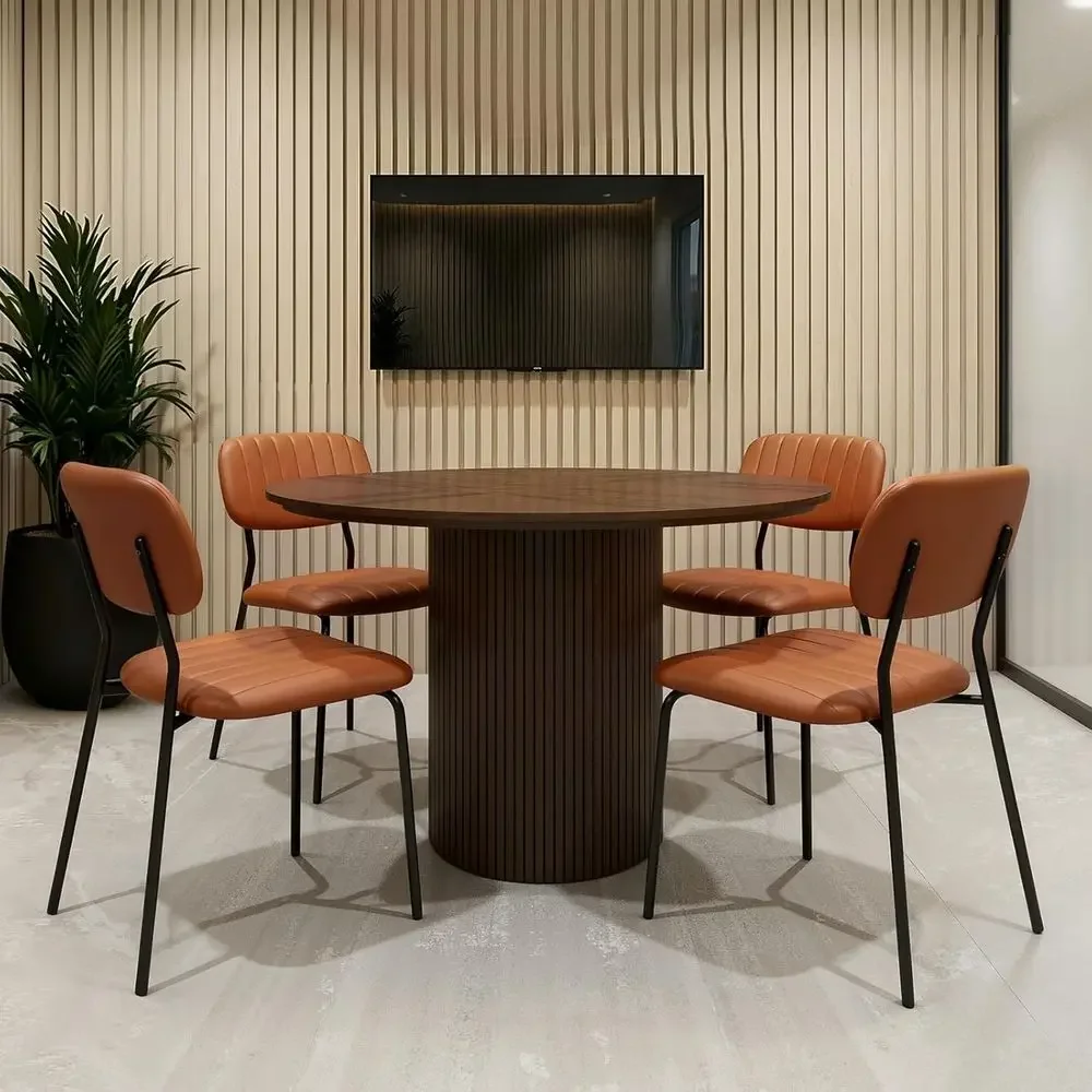 Stackable 4-Piece Dining Chair Set with PU Padded Seat, Metal Frame, Ideal for Home, Kitchen, Office, Waiting Rooms, Churches, a