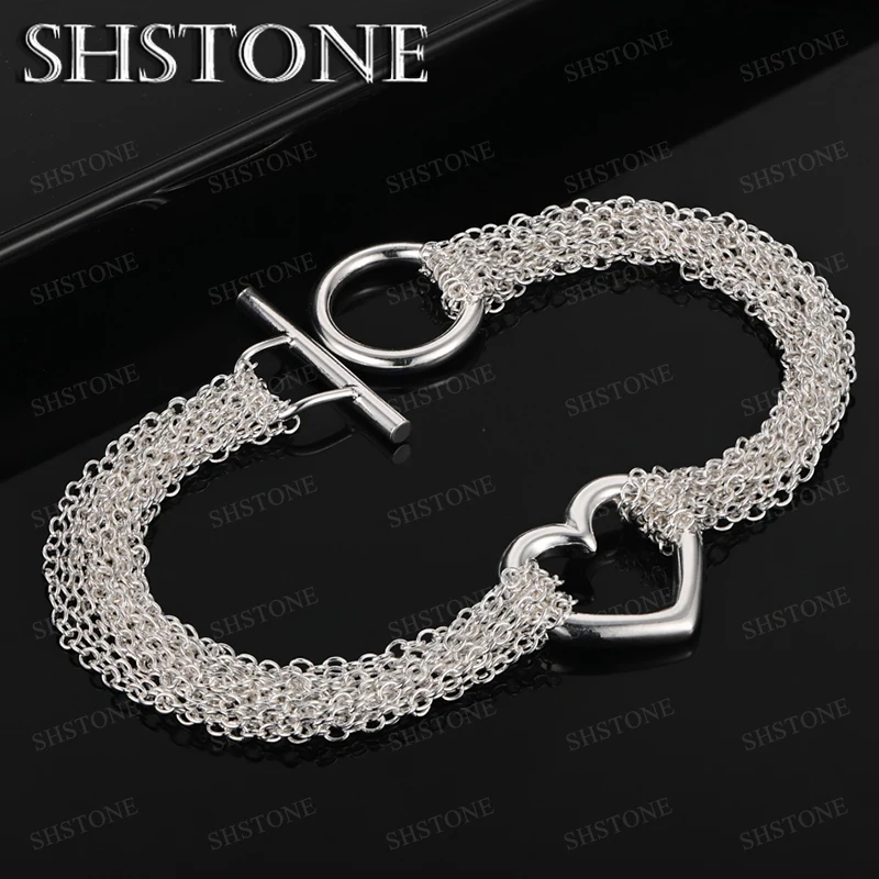 

925 Sterling Silver Bracelet Men Bracelet For Women Charm Wedding Party Jewelry Accessories Gift Wholesale Heart-shaped Bracelet