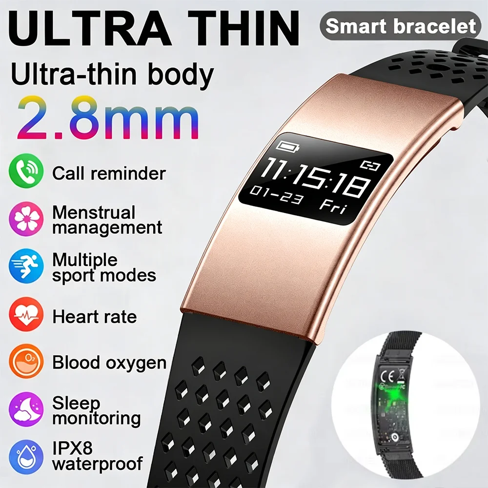 New Smart Bracelet Men Fitness Tracker IPX8 Waterproof Heart Rate Sleep Monitor Outdoors Sports Smartwatch Band For Android IOS