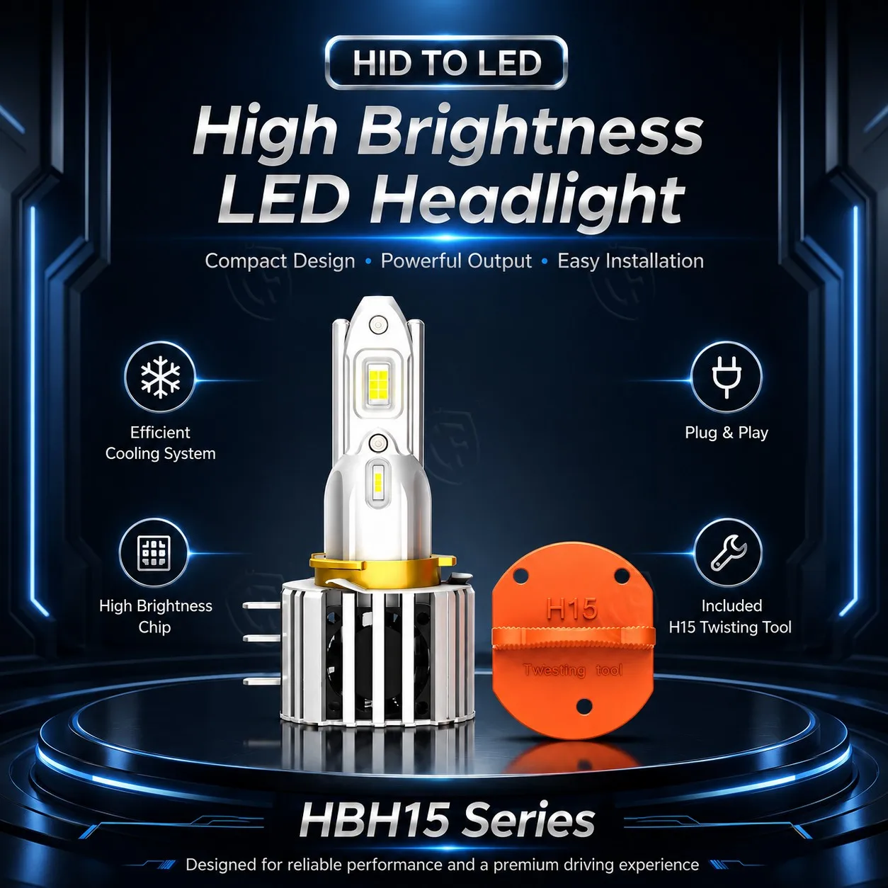 

CF 270W H15 LED Headlight Bulbs 27000LM Canbus No Error Car Headlamps 12V 6000K White For BMW Mercedes Audi VW Golf 6 MK3