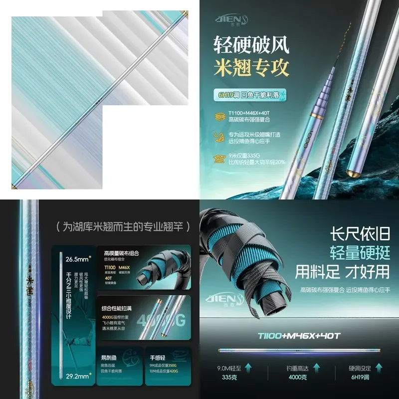JIEN Miqiao Professional Long Distance Telescopic Rod, T1100+M46X+40T High Carbon 6H 19 Tone Fishing Rod