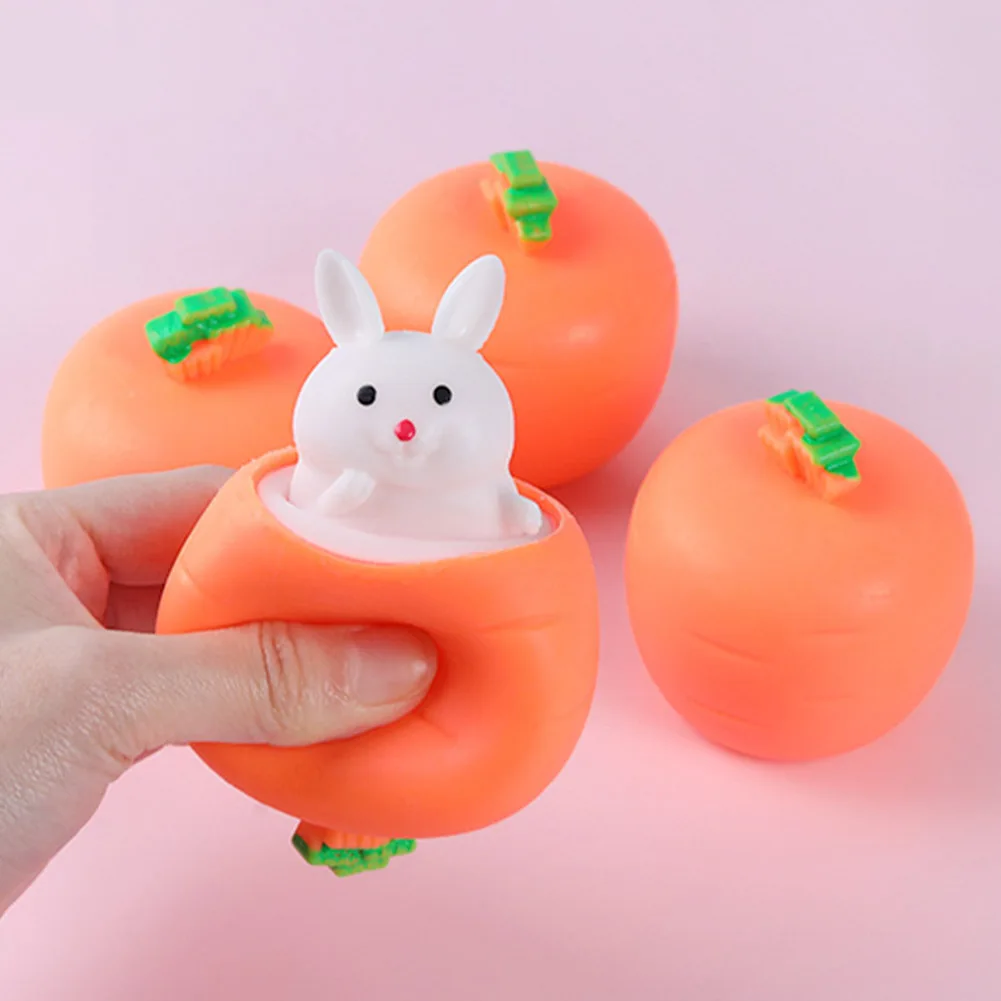 Relaxing Toy Stress Relief Anxiety Relief Toy Funny Easter Carrot Rabbit Shape Toys Decompression Soft Gifts for Easter