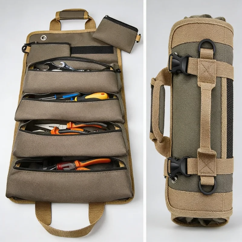 Multi-Purpose Hardware Tool Bag Professional Multi-Pocket Rolled Portable Storage Bag Rolled Waterproof Storage Bag Pliers Wrenc