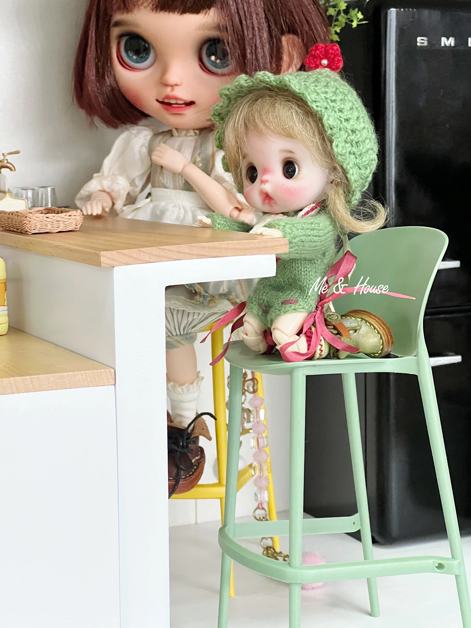 1:6 Doll House Model Furniture Accessories Bar Chair Dining Chair 2pcs Set Bjd Ob11 Gsc Blyth Soldier Lol Dollhouse Miniatures