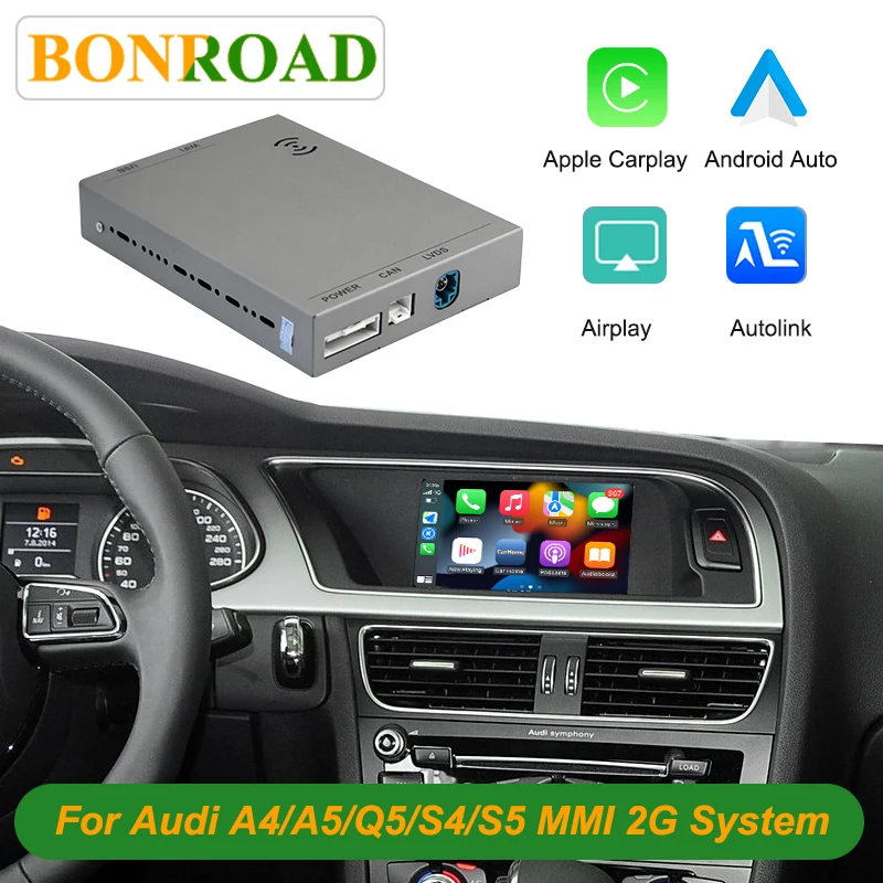 Bonroad اللاسلكية CarPlay أندرويد واجهة السيارات التحديثية أطقم لأودي A4 B8 A5 Q5 2009-2015 MMI 2G Airplay Mirrorlink وحدة #1