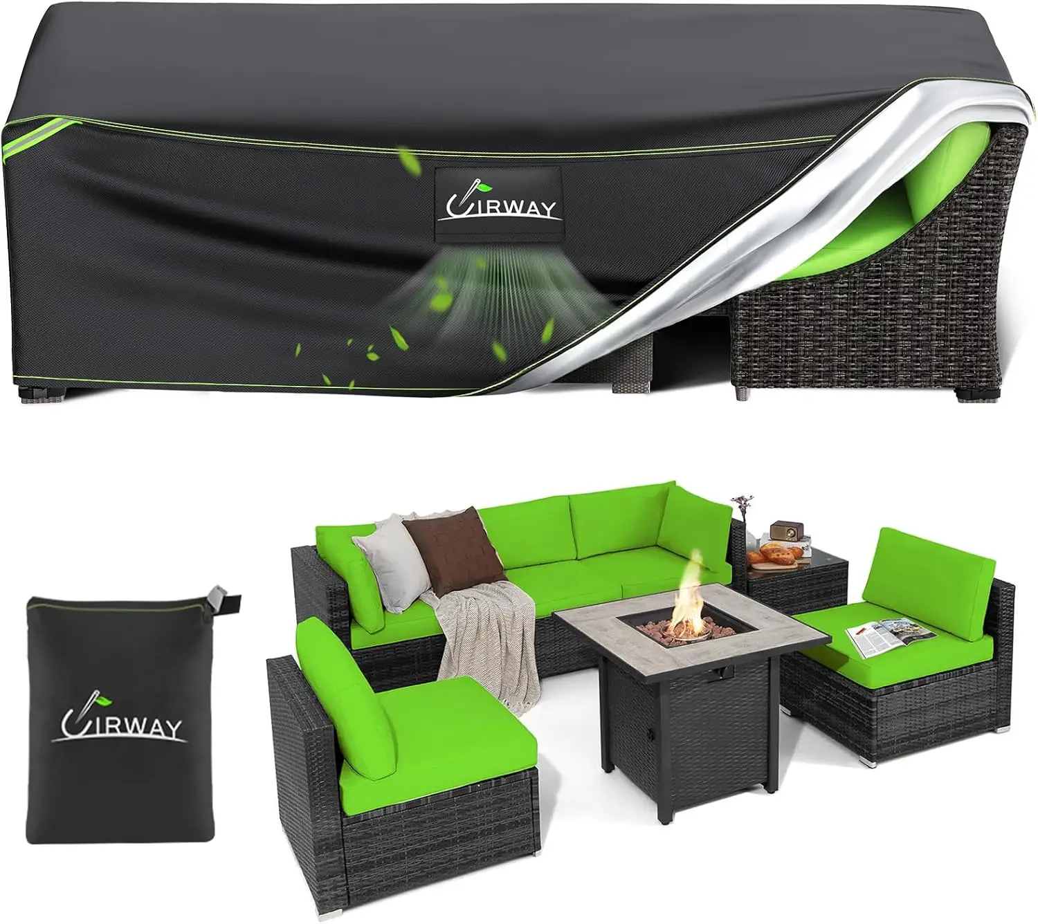 

Patio Furniture Covers Waterproof, 84""L X 44""W X 28""H Outdoor Sectional Sofa Covers For Winter With Air Vent, 420D Heavy
