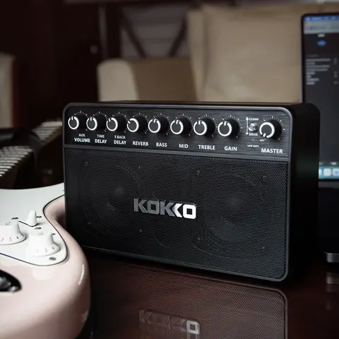 Portable 20W Guitar Amplifier Dual Channel Clean Distortion 3-Band EQ OTG Recording Headphone Output AUX