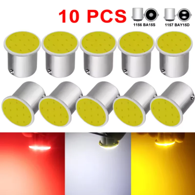 

10Pcs Cob Led Small Bulbs 1156/1157 Car Turn Signal Lights Brake Lights Reverse Lights Led Super Bright Car Turn Signal Lights Reverse Tail Lights Parking Lights