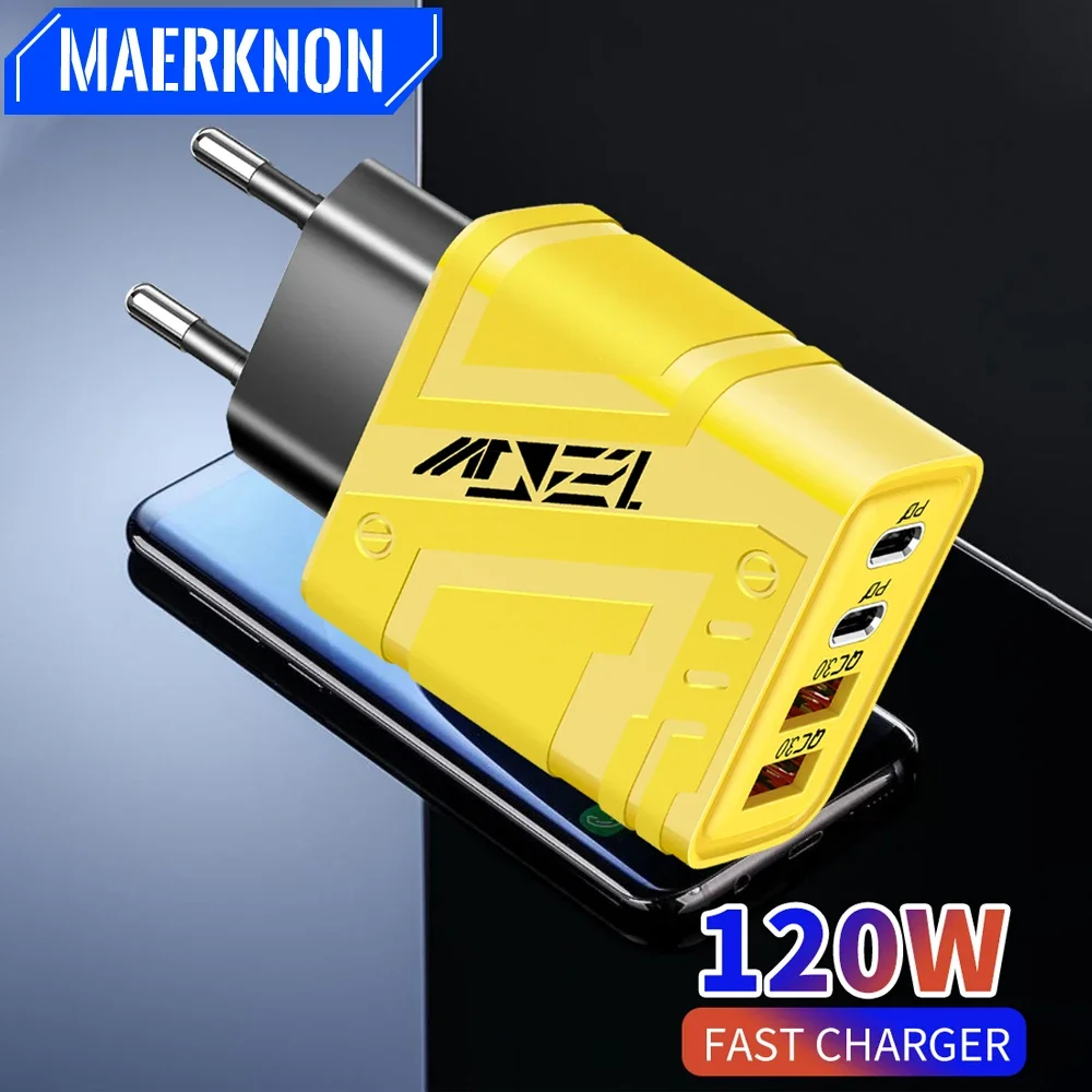 

PD 120W USB Charger Type C Fast Charging Phone Power Adapter For iPhone 15 16 Pro Samsung Xiaomi Huawei EU/US Plug Wall Charger