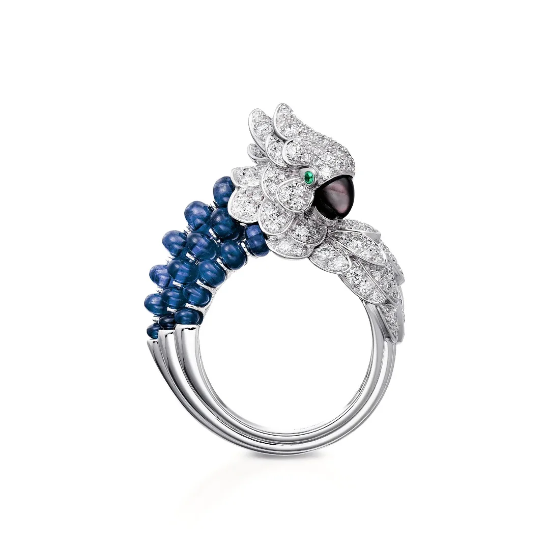 Women 925 Sterling Silver Bird Shaped Ring With Lab Sapphire Blue Beads Zircon High Carbon Diamond Stone Fine Jewelry