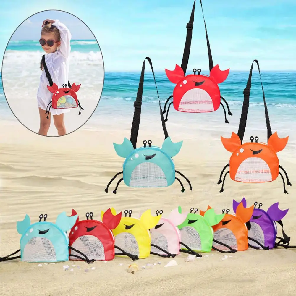 Beach Mesh Bag Shell Collecting Bag PVC Crab Shape Seashell Storage Pouch Toys Collecting Storage Bags Outdoor Accessories