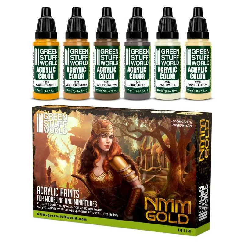 Green Stuff World GSW Paint Set - NMM Gold Pen Paint Warhammer Portrait Soldier