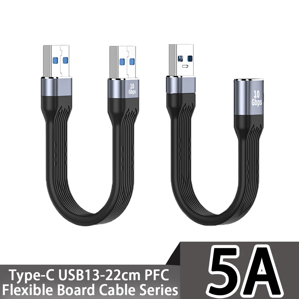 كابل تمديد بيانات USB 3.1 إلى Type C 20Gbps OTG قصير للغاية USB3.1 FPC سلك موسع لين 5A 100 واط للتلفزيون الكمبيوتر القرص الصلب 4K الفيديو