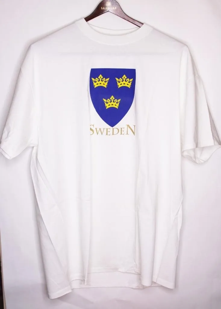 

Sweden Coat Of Arms Mens Womens TShirt 2XL XXL Short Sleeve White Tee NEW