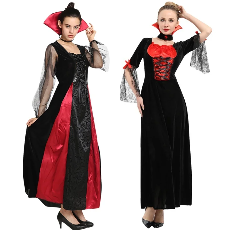 

COS Vampire Queen Makeup Dance Party Stage Party Role-playing Costume Magic Witch Costume Halloween Costumes for Women