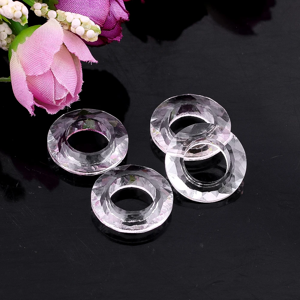 10pcs 20mm Clear Crystal Round Ring Hanging Pendant Faceted Prism Glass Sparkling Streamer Sun Catcher Chandelier Garland Dangle