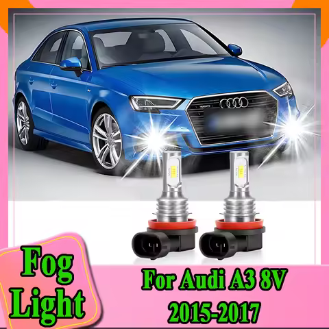 2PCS H11 Car LED Fog Light 12V 6000K White CSP Chips Super Bright For Audi A3 8V 2015 2016 2017 Canbus No Error Auto Bulb