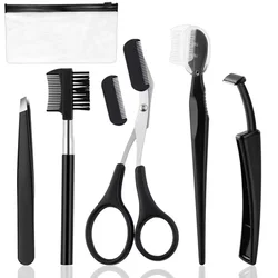 5/6 PCS  Eyebrow Trimming Kit, Stainless Steel Tweezers, Brush, Comb and Makeup Beauty Set for Men and Women