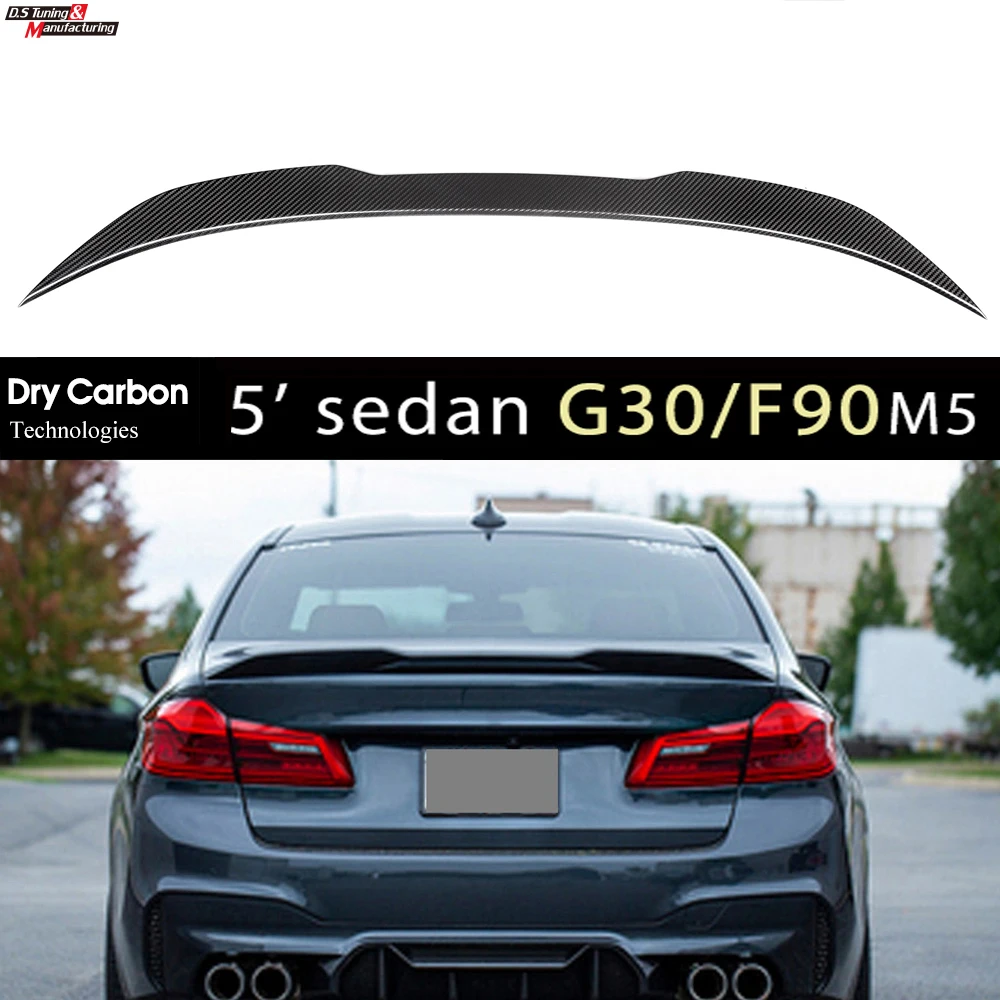 Dry Carbon Rear Trunk Spoilers Wing For BMW 5 Series G30 F90 M5 2017-IN 4 Door Sedan Car Styling Boot Lid Lip Tails Accessories