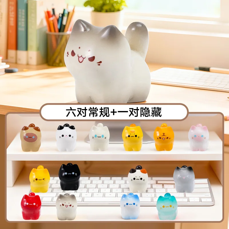 In Stock Mini Meow Army Adorable Beads Series Blind Box Cute Cat Resin Desktop Ornament Gift Gift Figure Ornament Holiday Gifts